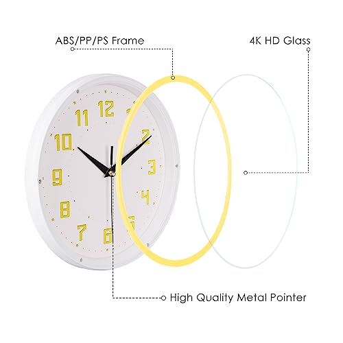 Topkey Silent Round Wall Clock Kitchen 9 Inch Modern Style Non-Ticking Decorative Bedroom Office Study Room Kitchen Wall Clock- Lemon Yellow - color: Lemon Yellow