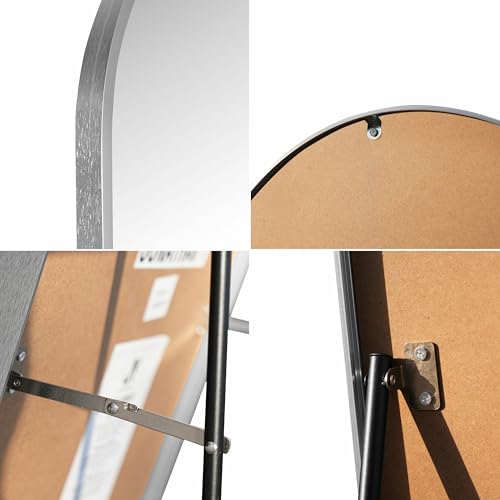 JONATHAN Y Adrian Arched Full Length Mirror 16" x 59" Metal Frame, Nickel - color: Nickel