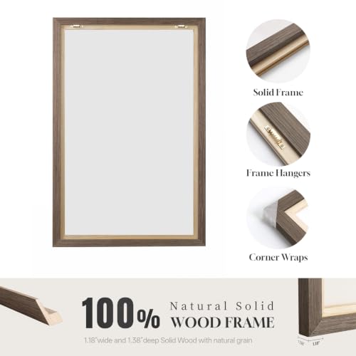 Framed Neutral Beige Abstract Vertical Wall Art Set for Hallway, 2 Piece - color: Neutral --E, size: 8"W x 56"H x 2Pcs