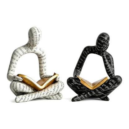 2 PCS Resin Modern Reading Figure Statue Decor, Small Abstract Table Decor