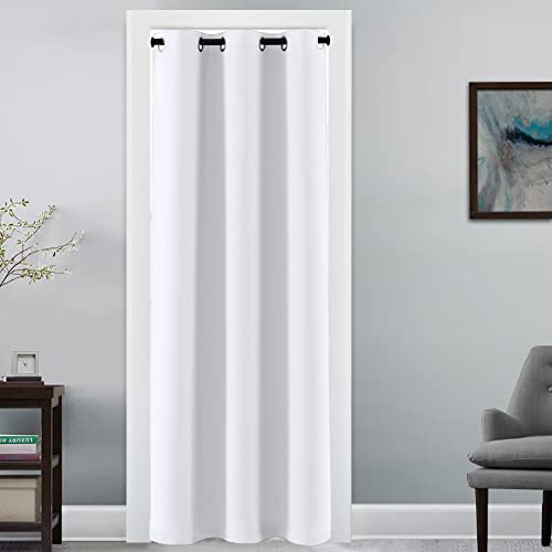 H.VERSAILTEX Doorway Curtain Blackout Closet Door Curtain Room Divider Window Treatment Curtain for Bedroom Thermal Insulated Privacy Drape Soundproof Grommet, 42 x 80 inches, 1 Panel, White - color: Pure White, size: 42"W x 80"L (Pack of 1)