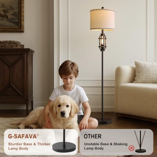 62.5" Floor Lamp for Living Room Industrial Black Standing Tall Lamp - color: Black