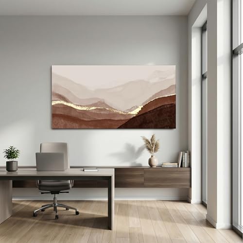 LKY ART Abstract Mountain Landscape Canvas Wall Art Brown and Beige 20x40in - color: Gold, size: 40"L x 20"W