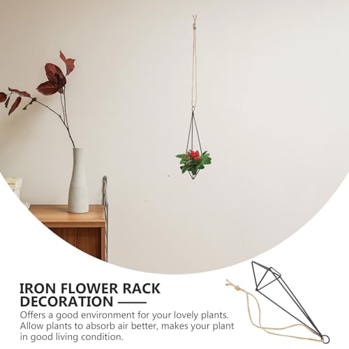 UPKOCH Geometric Air Plant Hangers 8 Pcs Black Metal Hanging Holders with Jute Rope for Small Air Plants Indoor Garden Wall Decor