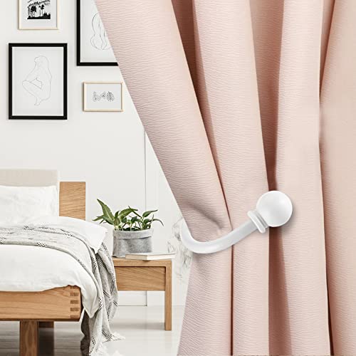 Sumnacon Curtain Holdbacks 4 Pcs Wall Mounted Curtain Tiebacks, White - color: White