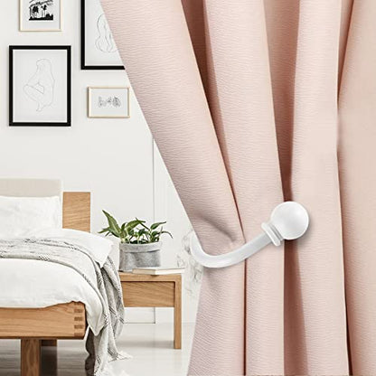 Sumnacon Curtain Holdbacks 4 Pcs Wall Mounted Curtain Tiebacks, White - color: White