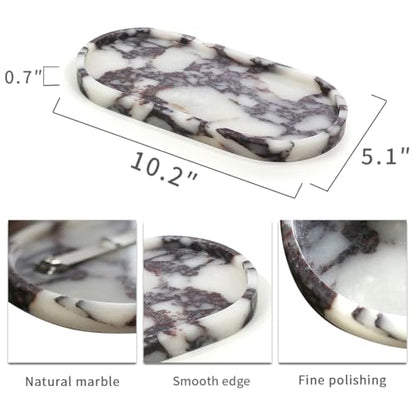 100% Natural Calaccata Viola Marble Tray, 10" x 5" Oval Tray - color: Viola-oval-10"x5"x0.7"