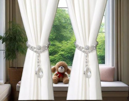 SUQ I OME Luxury Magnetic Curtain Tieback, Crystal Mixed Pearl - color: Pearl Mixed Crystal