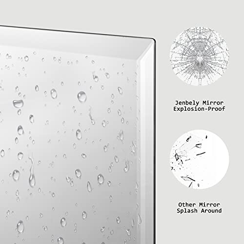 20x30 Inch Rectangle Frameless Mirror, Beveled Bathroom Mirror - size: 30"L x 20"W