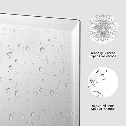 20x30 Inch Rectangle Frameless Mirror, Beveled Bathroom Mirror - size: 30"L x 20"W
