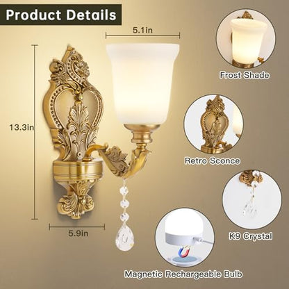Battery Operated Wall Sconce Set of 2, RGB Dimmable Rechargeable Wall Light with Glass Shade, 48hr Battery Life Wireless Sconce with Remote Control Timer, Farmhouse Rustic Style Wall Lighting Fixture - color: 2 Pack