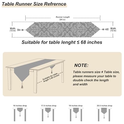 Deluxe Embroidered Table Runner 84" Caramel Retro Chenille Jacquard Cloths - color: Caramel, size: 13x84“
