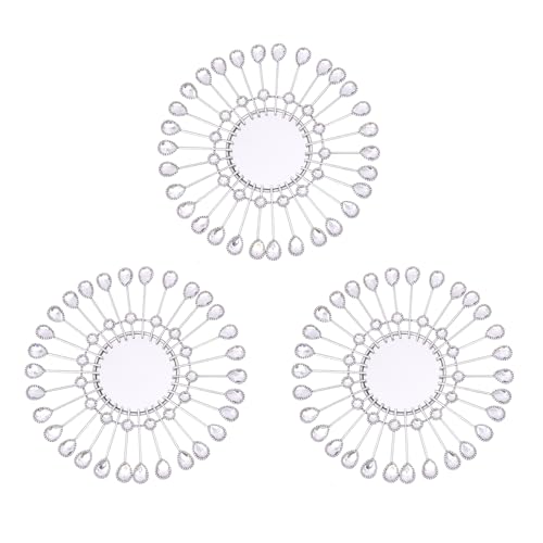 Silver Mirrors 3 Pce, 9 inchSunburst Indoor Mirror Hanging Wall Decorate - color: Sliver- C