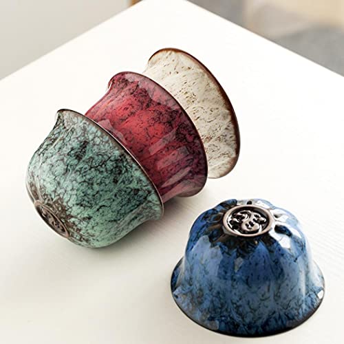 YYW 3 Inch Ceramic Plant Pot Set of 4 with Drainage and Bamboo Tray(Set 3) - color: Set 3, size: One Size