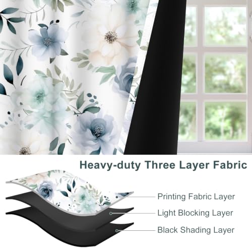 Floral Blackout Curtains for Bedroom & Living Room, 52x84 Inch - color: Floral-c