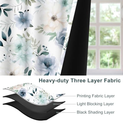 Floral Blackout Curtains for Bedroom & Living Room, 52x84 Inch - color: Floral-c