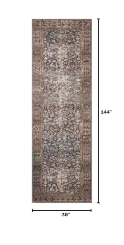 Loloi Amber Lewis Georgie Denim/Spice 2'-6" x 12'-0" Runner Rug - color: Denim / Spice, size: 2'6" x 12' (Rectangular)