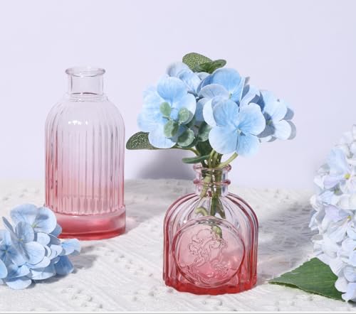 18pcs Pink Glass Bud Vase Set, Small Flower Vases for Centerpieces in Bulk - color: Pink, size: 18pcs