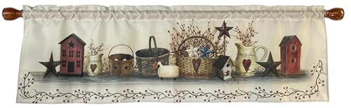 Rustic Country Hearts and Stars Rod Pocket Valance 58 x 18 Inches - color: Country Star, size: 58"W x 18"L (Pack of 1)