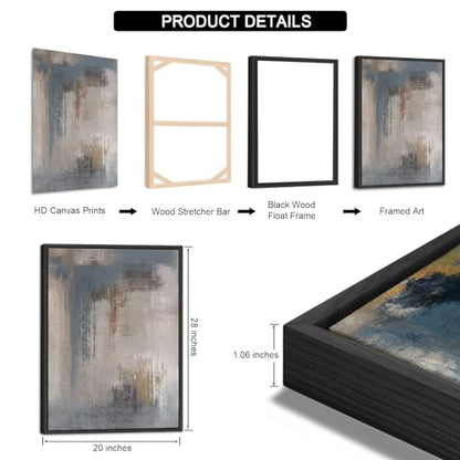 Large Framed Canvas Wall Art, Modern Grey Abstract Prints, 20"x28"x3 - color: grey, size: 20" X 28" X 3pcs Framed
