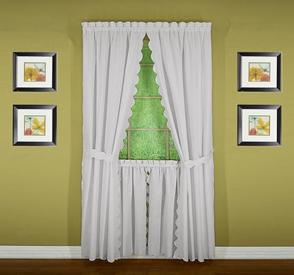 Today's Curtain, Orleans Scallop Curtain, White 84" Panel Pair and Tieback,4-Piece-Set, 60" W x 84" L, White - color: White, size: 60"W x 84"L (Pack of 1)