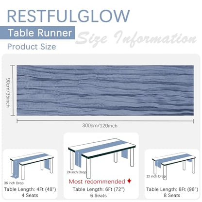 6 Pack Dusty Blue Cheesecloth Table Runner 35 x 120 Inch - color: Dusty Blue, size: 6 Pcs - 10 Ft