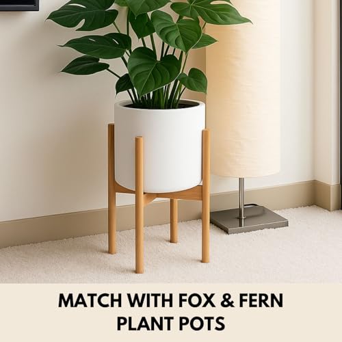 Fox & Fern Large Adjustable Plant Stand Indoor, Bamboo Stand, 8 - 12 Inch - color: Polished Bamboo - Tall, size: 8 - 12 Inch
