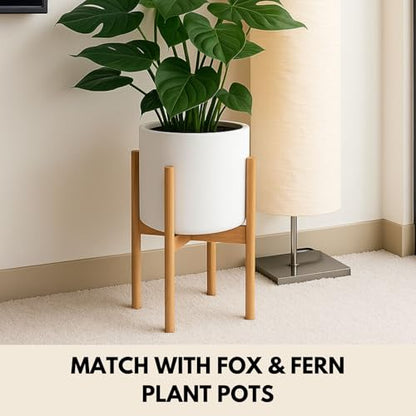 Fox & Fern Large Adjustable Plant Stand Indoor, Bamboo Stand, 8 - 12 Inch - color: Polished Bamboo - Tall, size: 8 - 12 Inch