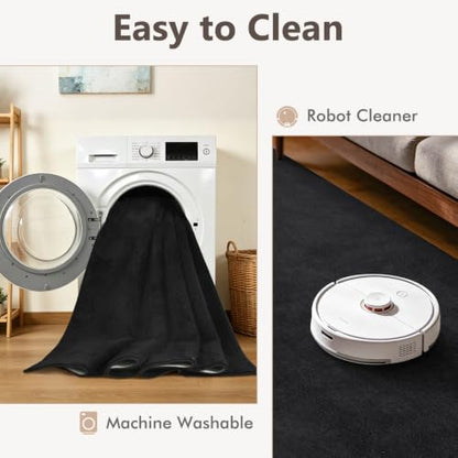 2x6 Black Solid Runner Rug Washable Non-Slip for Kitchen Hallway Bathroom - color: 08 Black Solid, size: 2' x 6' (Runner)