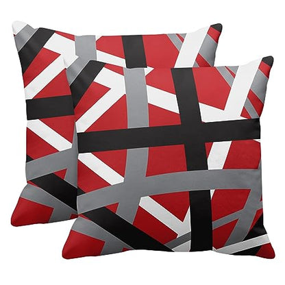 Emvency Throw Pillow Covers Set of 2, 18 x 18 Inch, Striped Retro Red - color: Red, size: 18" x 18" (Pack of 2)