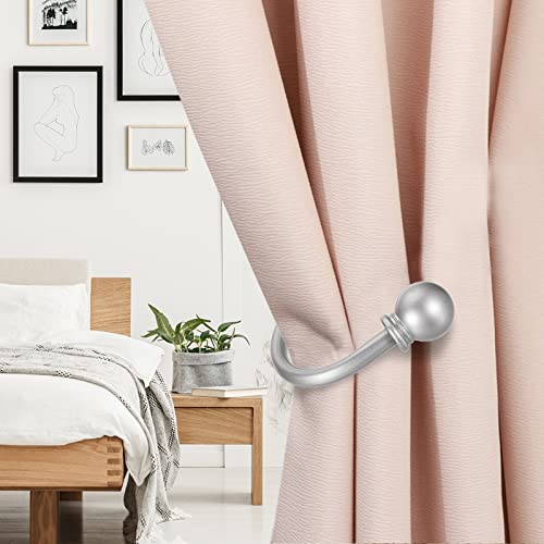 Sumnacon Curtain Holdbacks 4 Pcs Wall Mounted Curtain Tiebacks, Silver - color: Silver