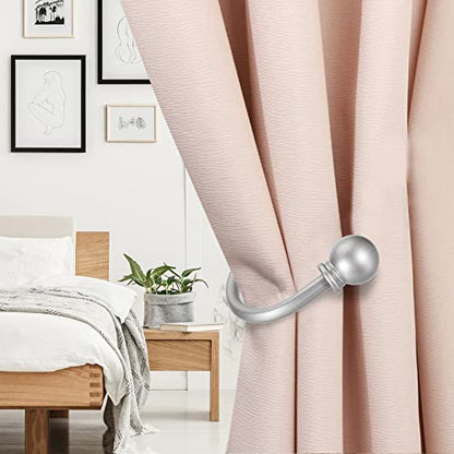Sumnacon Curtain Holdbacks 4 Pcs Wall Mounted Curtain Tiebacks, Silver - color: Silver