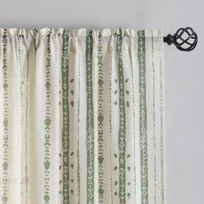 Green Boho Linen Curtains for Living Room 63 Inch Length 2 Panels - color: Green, size: 52"W x 63"L (Pack of 2)