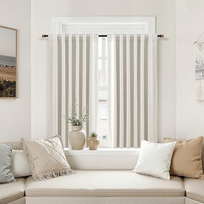 Nanspring 100% Blackout Linen Curtains for Bedroom 42x54 Long 2 Panel Cream - color: Natural, size: 42"W x 54"L (Pack of 2)