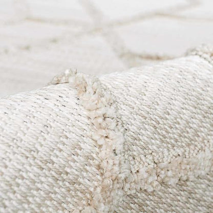 Hauteloom Hive Farmhouse Living Room Bedroom Modern Moroccan Trellis Area Rug - Soft Shaggy High Low Carpet - High Pile - Bohemian, Boho - Gray, Brown, Beige, Cream - 6'7" x 9' - color: Cream, Beige, Light Gray / Malilinao, size: 6'7" x 9' (Rectangular)
