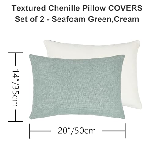 14x20 Inches Throw Pillow Covers Set of 2-Seafonam Green,Cream - color: Seafoam Green,cream, size: 20" x 14" (Pack of 2)