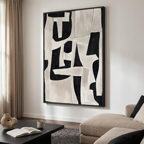 Extra Large Framed Black White Abstract Wall Art for Living Room, 40x60 In - color: Black and White A, size: 60"L x 40"W