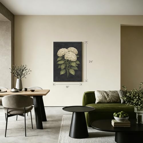 Framed Botanical Wall Art, Moody Hydrangea Canvas Prints, 16x24 Inch - color: Hydrangea