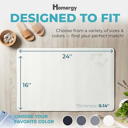 Homergy Bath Mat for Bathroom Non Slip, Quick Dry, 16x24 in, White - color: White, size: 16" x 24"