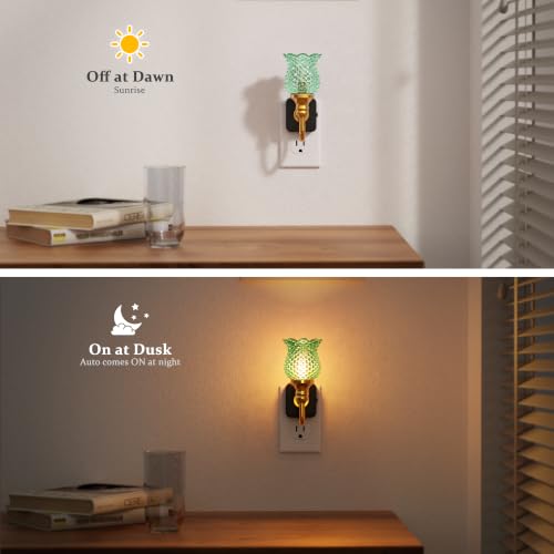 JandCase Night Light, Night Lights Plug into Wall, Glass Flower Nightlight - color: Spotted Flower-Green
