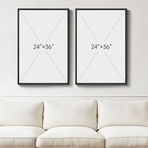 Large Framed Black White Abstract Wall Art for Living Room Set of 2, 24x36 - color: Black Strokes, size: 24" W x 36" H x 2Pcs