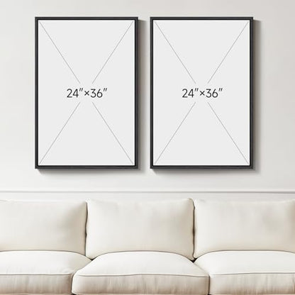 Large Framed Black White Abstract Wall Art for Living Room Set of 2, 24x36 - color: Black Strokes, size: 24" W x 36" H x 2Pcs
