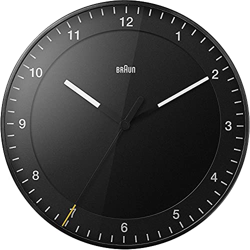 Braun Classic Mixed Analogue Wall Clock Home Gift Bundle with Silent Sweep Movement, Easy to Read, 30cm Diameter in Black + White, Model BC17B, BC17W (2 Pack) - size: 2 Pack Black/White