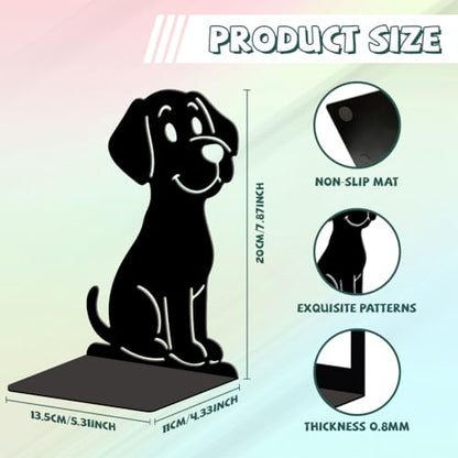 Peacoblue 5.3"x4.3"x7.9" Metal Bookends, Heavy Duty Book Ends for Shelves - style: Cartoon Dog