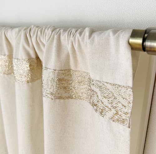 Oindec 2 Pack Cotton Linen Kitchen Valance Curtains, 16 inches - size: 55"W x 16"L (Pack of 2)