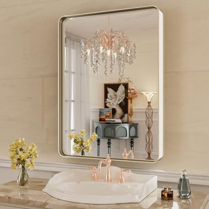 WEER Bathroom Vanity Mirror Brushed Nickel 22X30 Inch - color: Brushed Nickel, size: 22"L x 30"W