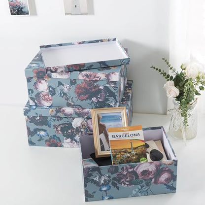 Soul & Lane - Elegance in Bloom Decorative Boxes with Lids, Set of 3 - color: Elegance in Bloom
