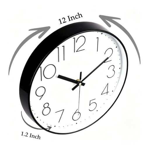2 Pack Black Wall Clock 12 Inch Modern Silent Battery Operated Wall Clocks - color: 2 Pack - Black, size: 12 Inch