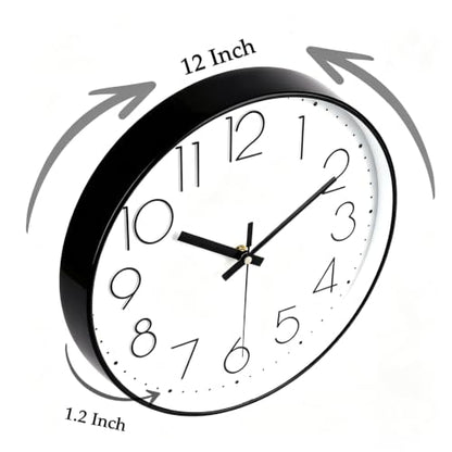 2 Pack Black Wall Clock 12 Inch Modern Silent Battery Operated Wall Clocks - color: 2 Pack - Black, size: 12 Inch