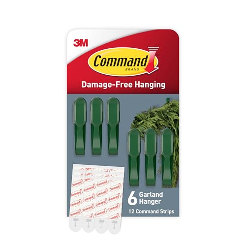 Command Garland Hanger, Garland Green, 6 bundlers, 12 Strips - size: 6 Garland Hangers